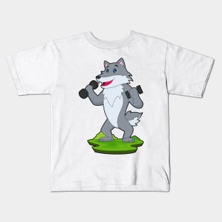 Wolf Bodybuilding Dumbbells Kids T-Shirt